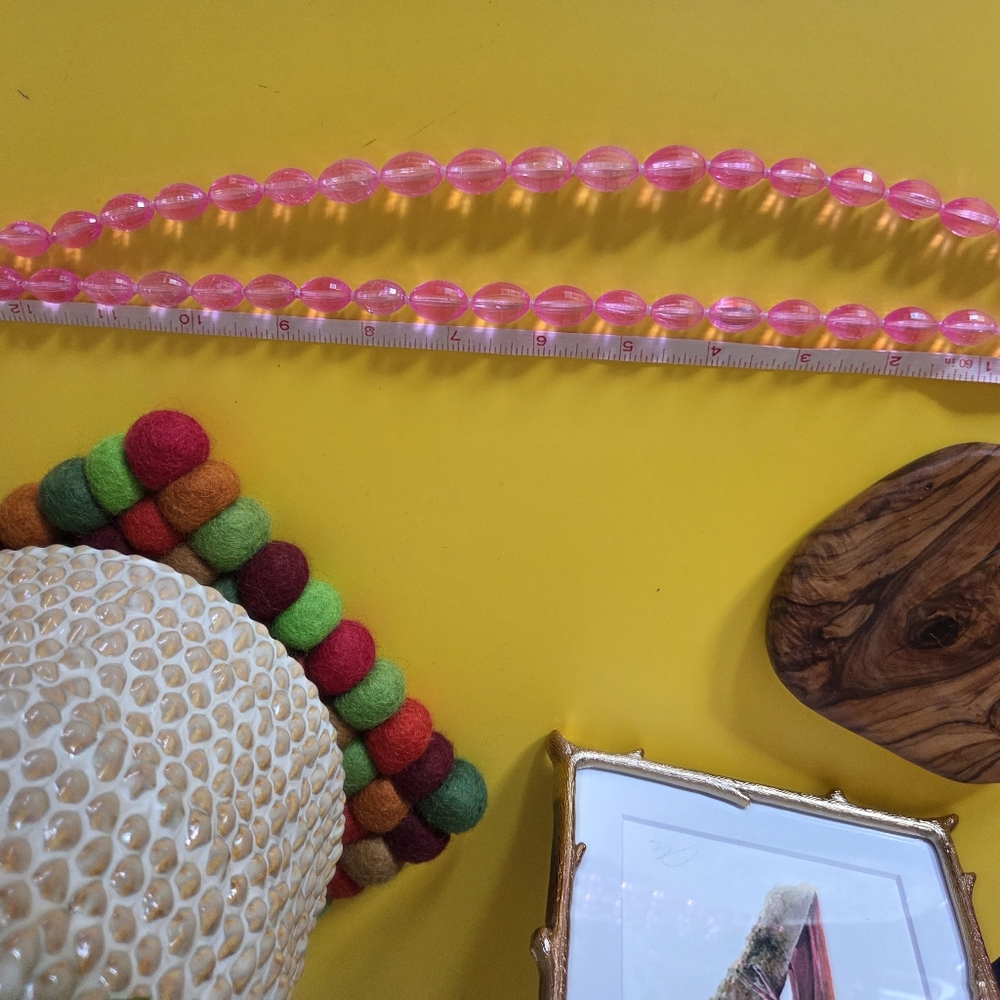 Vintage Pink Lucite Double-Strand Beaded Necklace - Picture 4 of 5